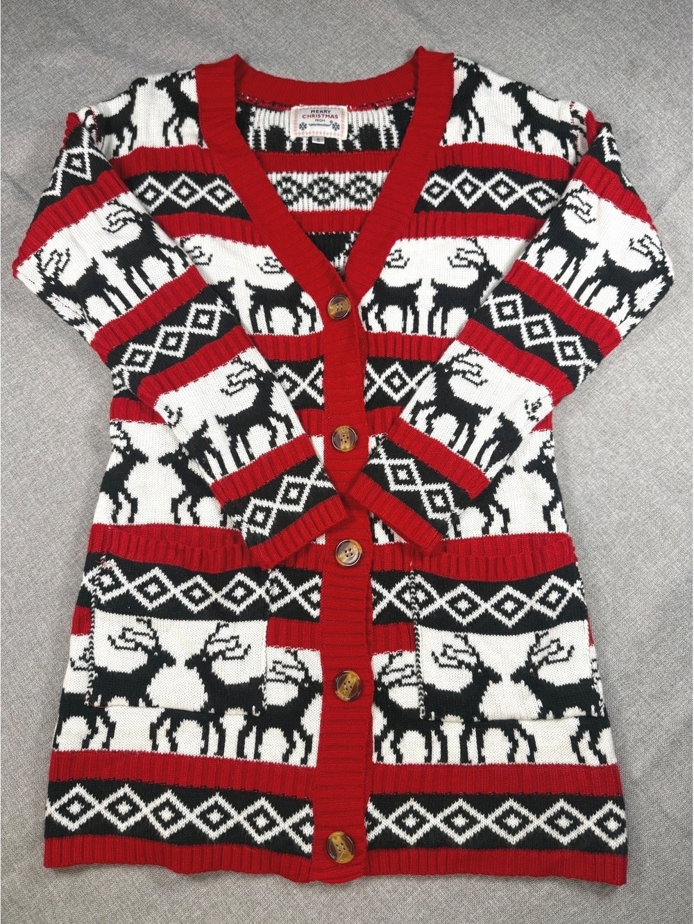 Merry Christmas Reindeer Knit Cardigan Sweater